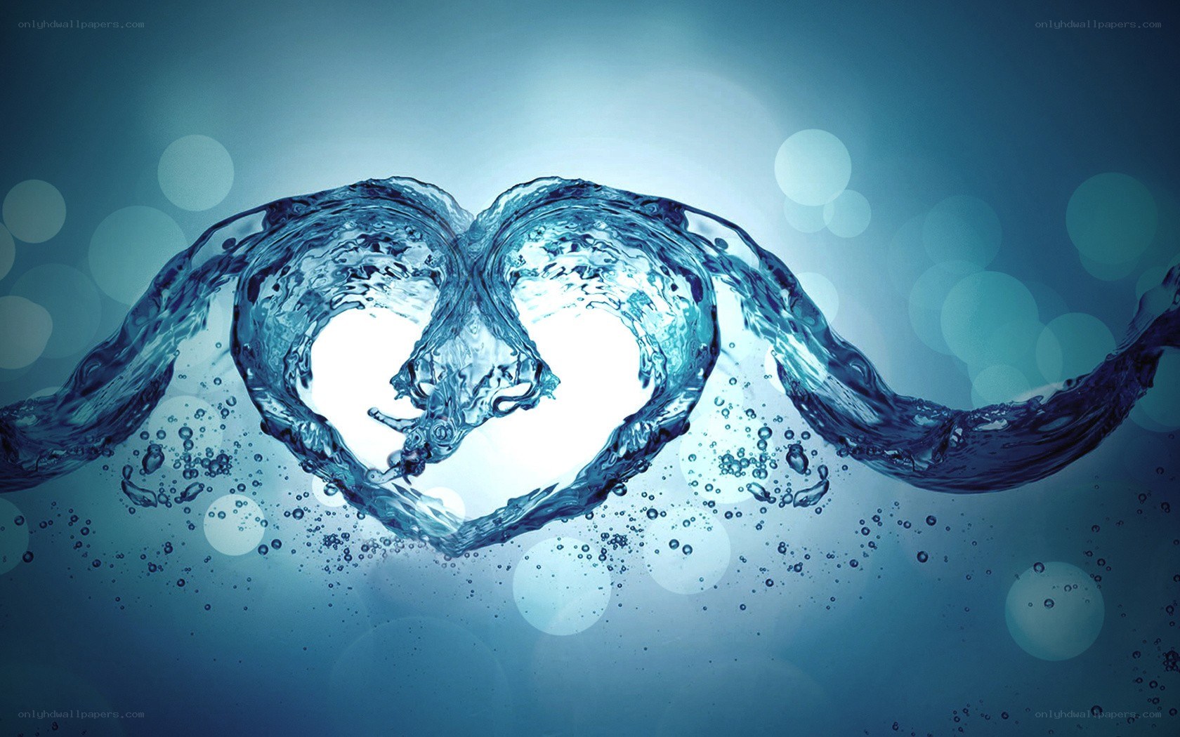 Water forming a heart shape