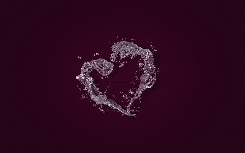 Water forming a heart shape