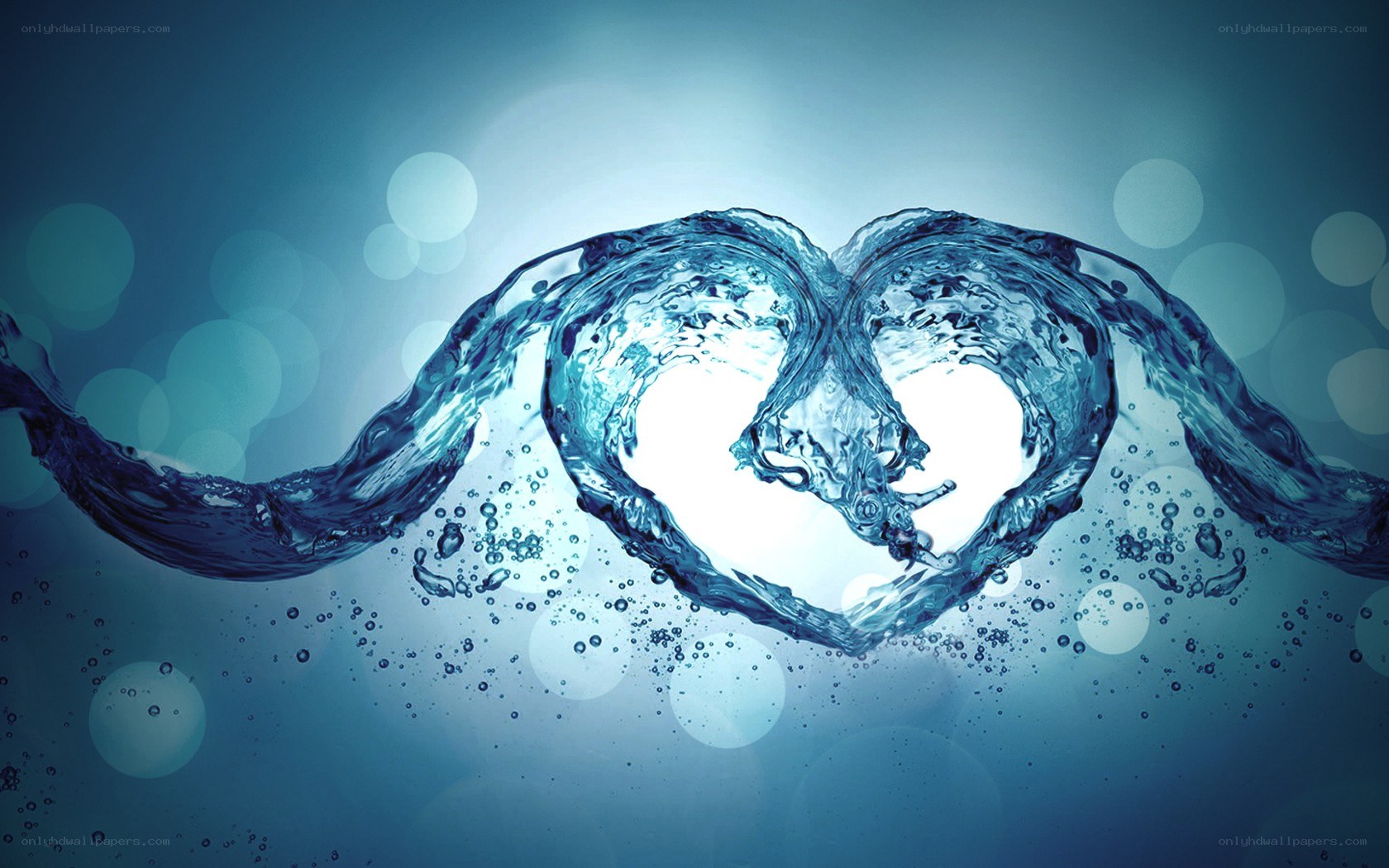Water forming a heart shape