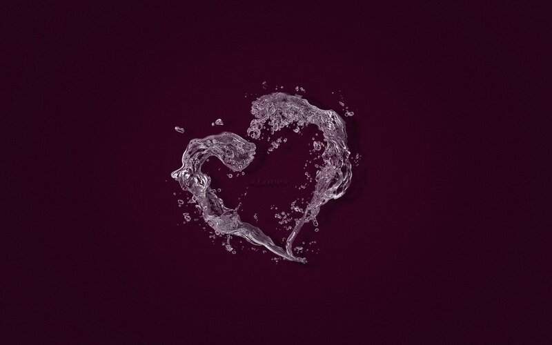 Water forming a heart shape