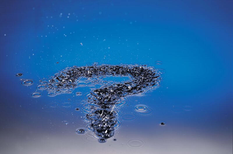 Water forming a question mark