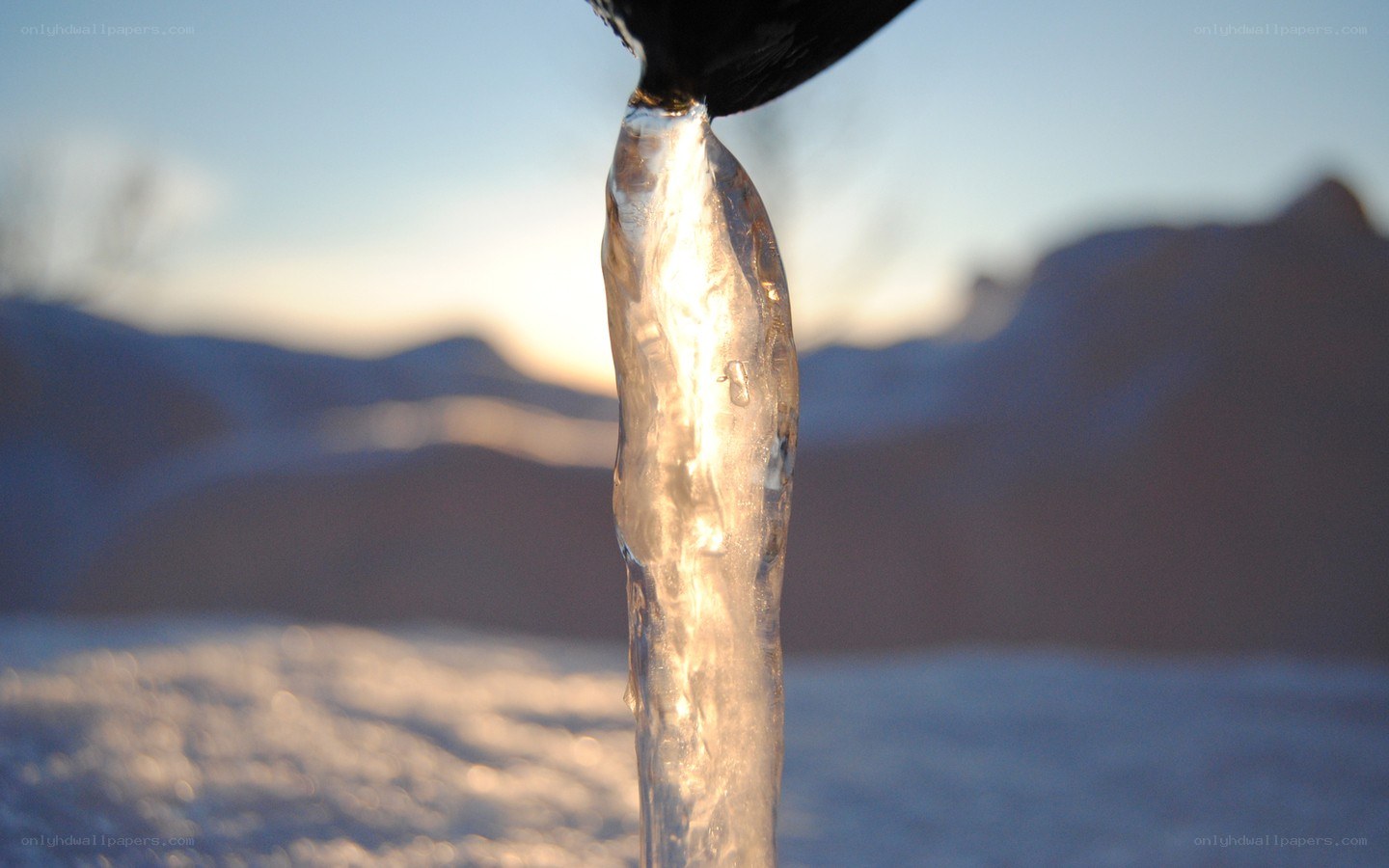 Water freezing in winter light