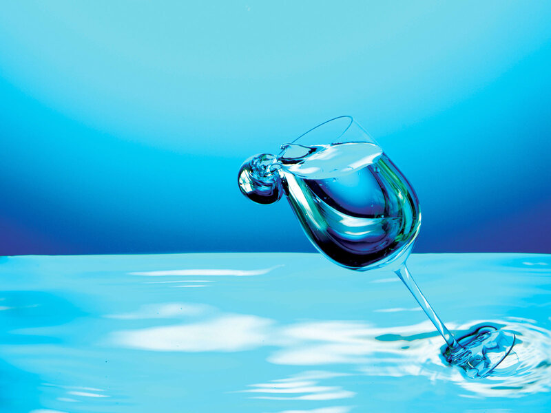 Water glass in motion