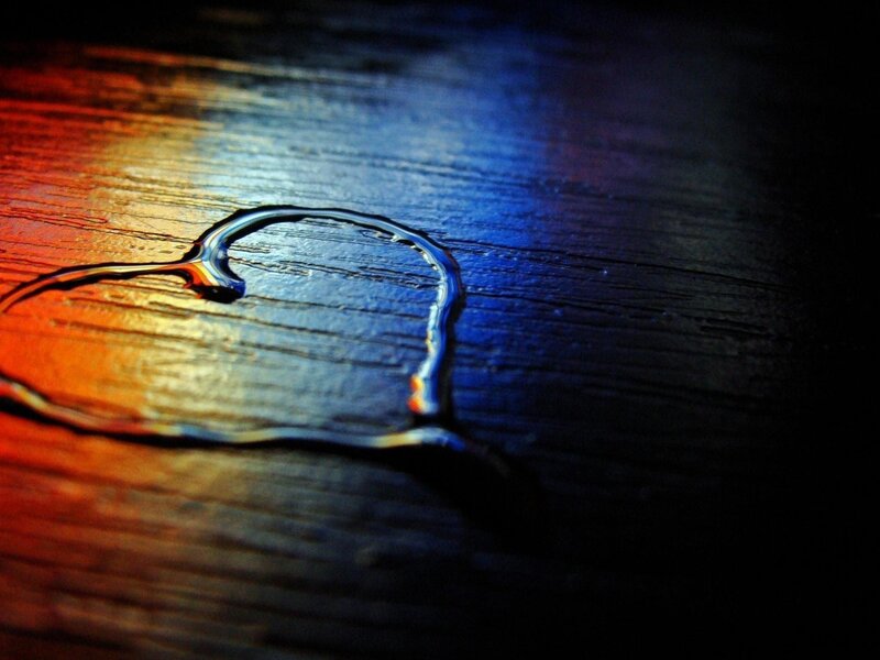 Water heart on wood