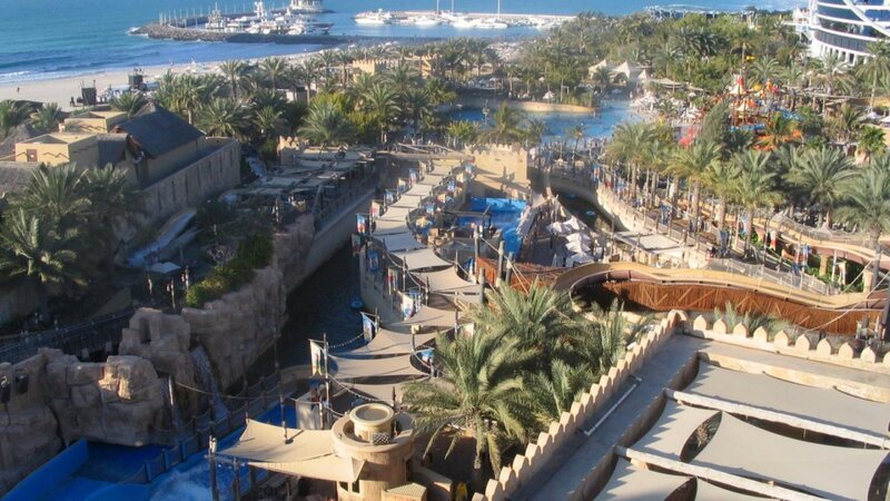 Water park with beach view