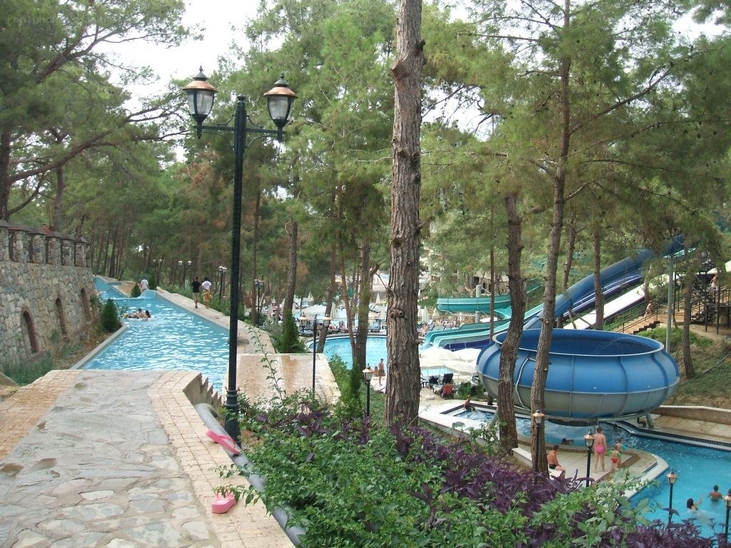 Water park with slides and pools