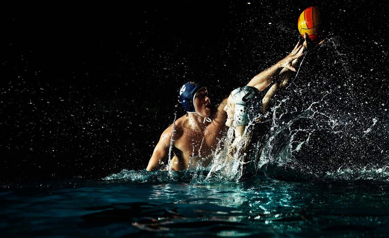 Water polo players in action