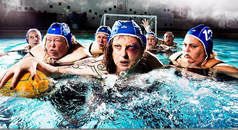 Water polo players in action