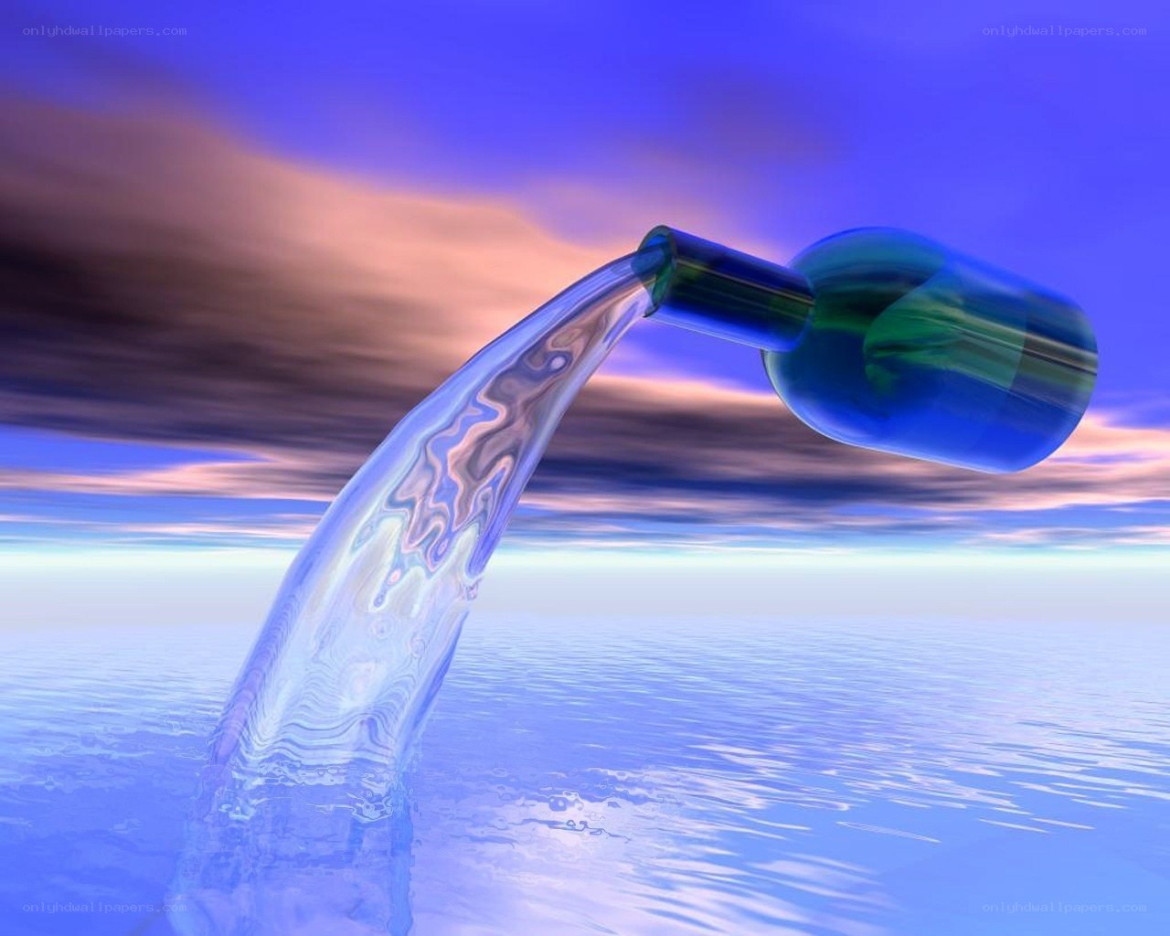 Water pouring from a bottle