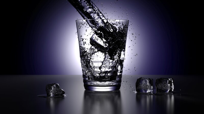 Water Pouring into Glass — Black