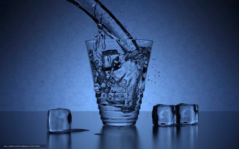 Water Pouring into Glass — Blue, Dramatic, Photograph