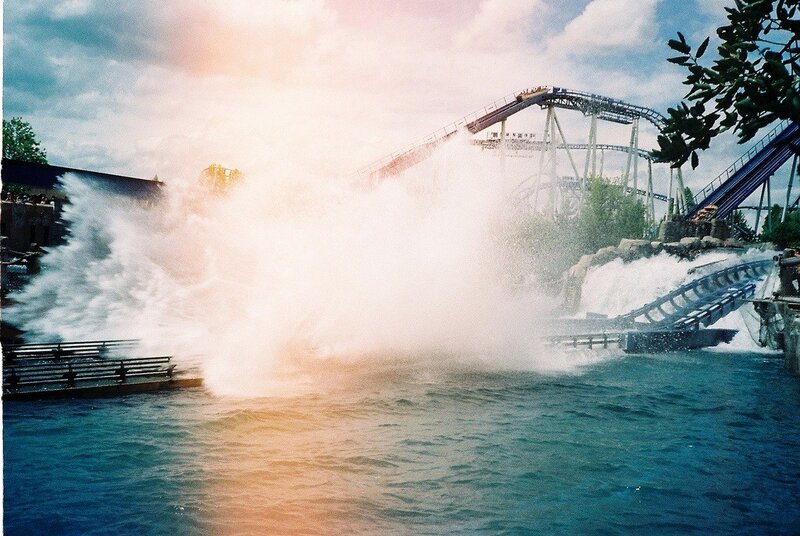 Water ride splash at amusement park