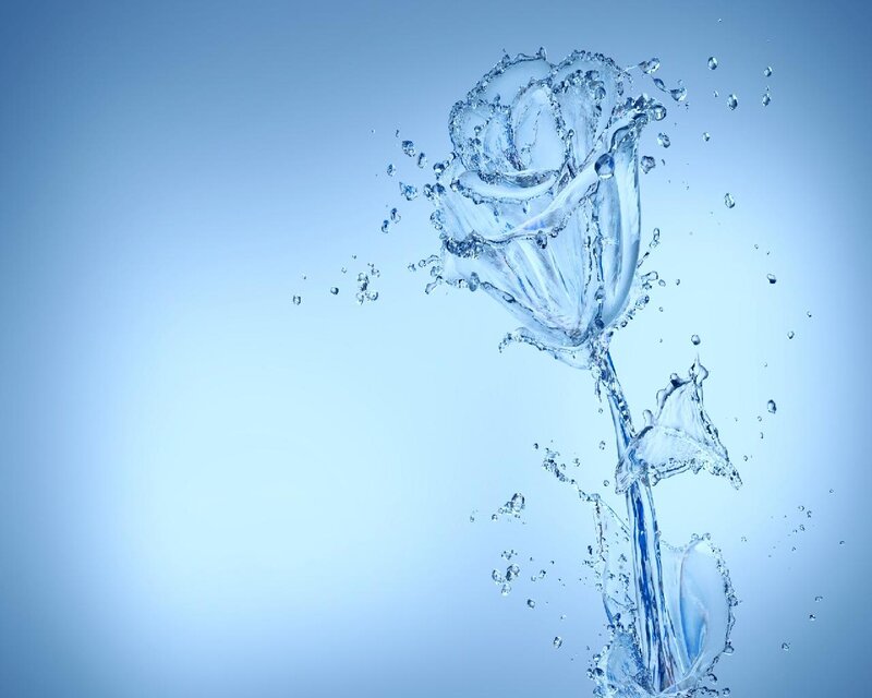 Water Rose Sculpture — Blue, Serene