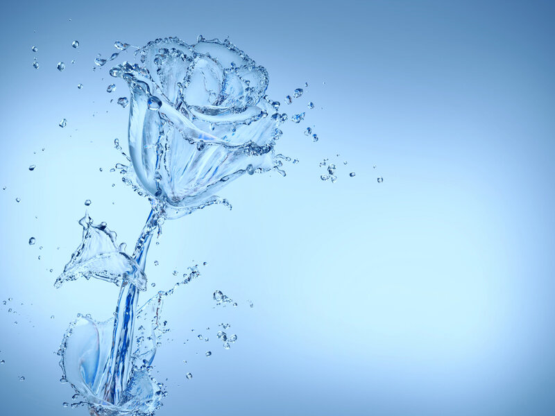 Water Rose Sculpture — Blue