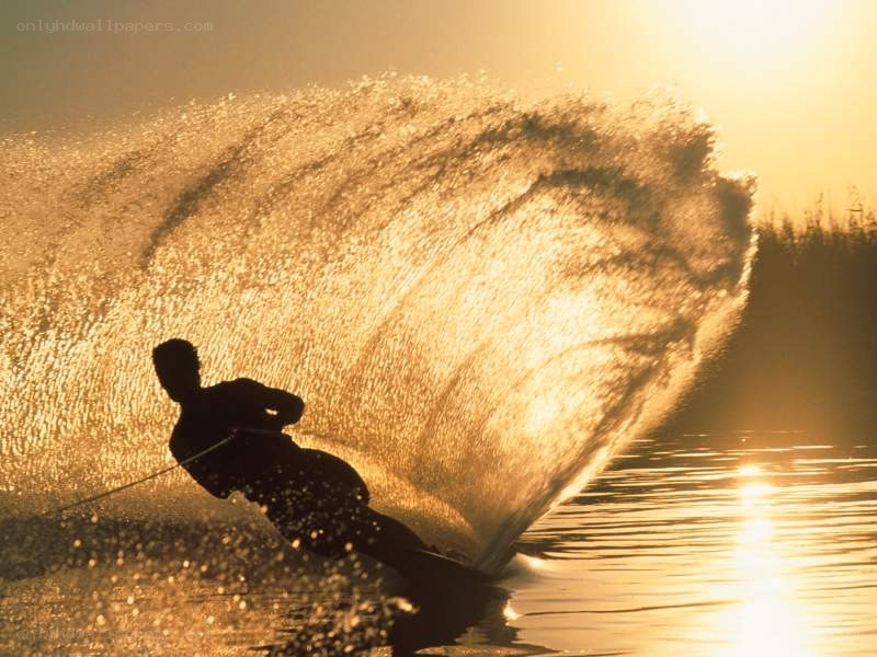 Water skier at sunset