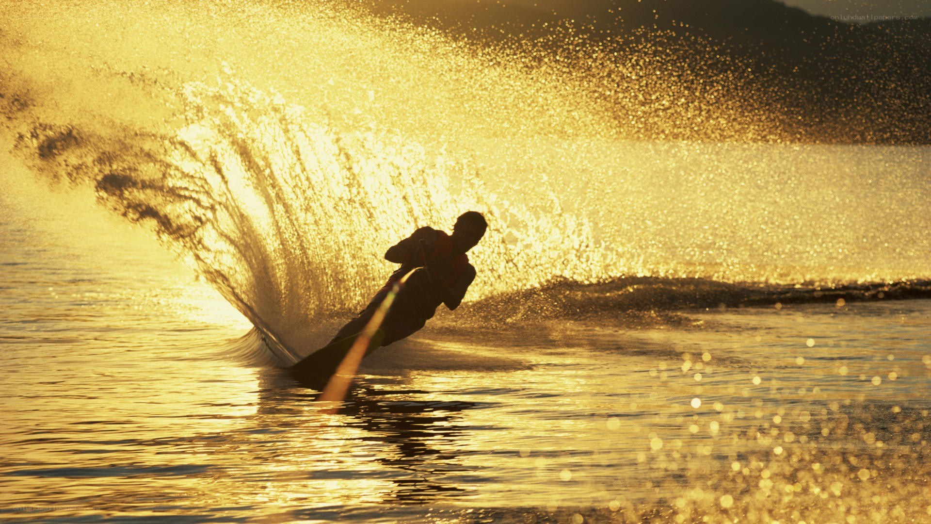 Water skier at sunset