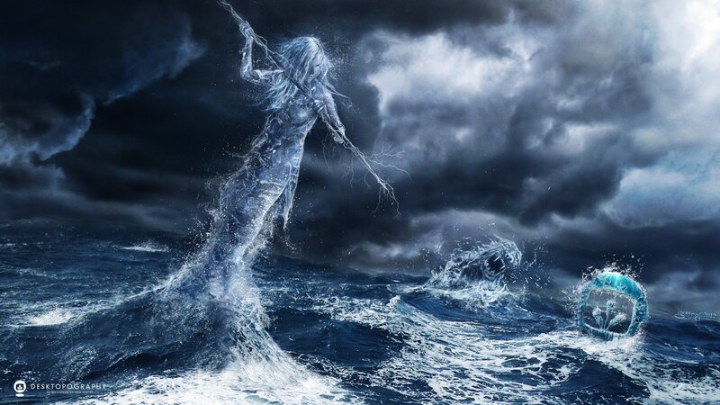 Water spirit in stormy sea