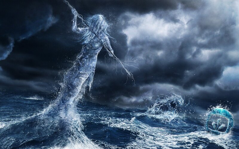 Water spirit in stormy sea