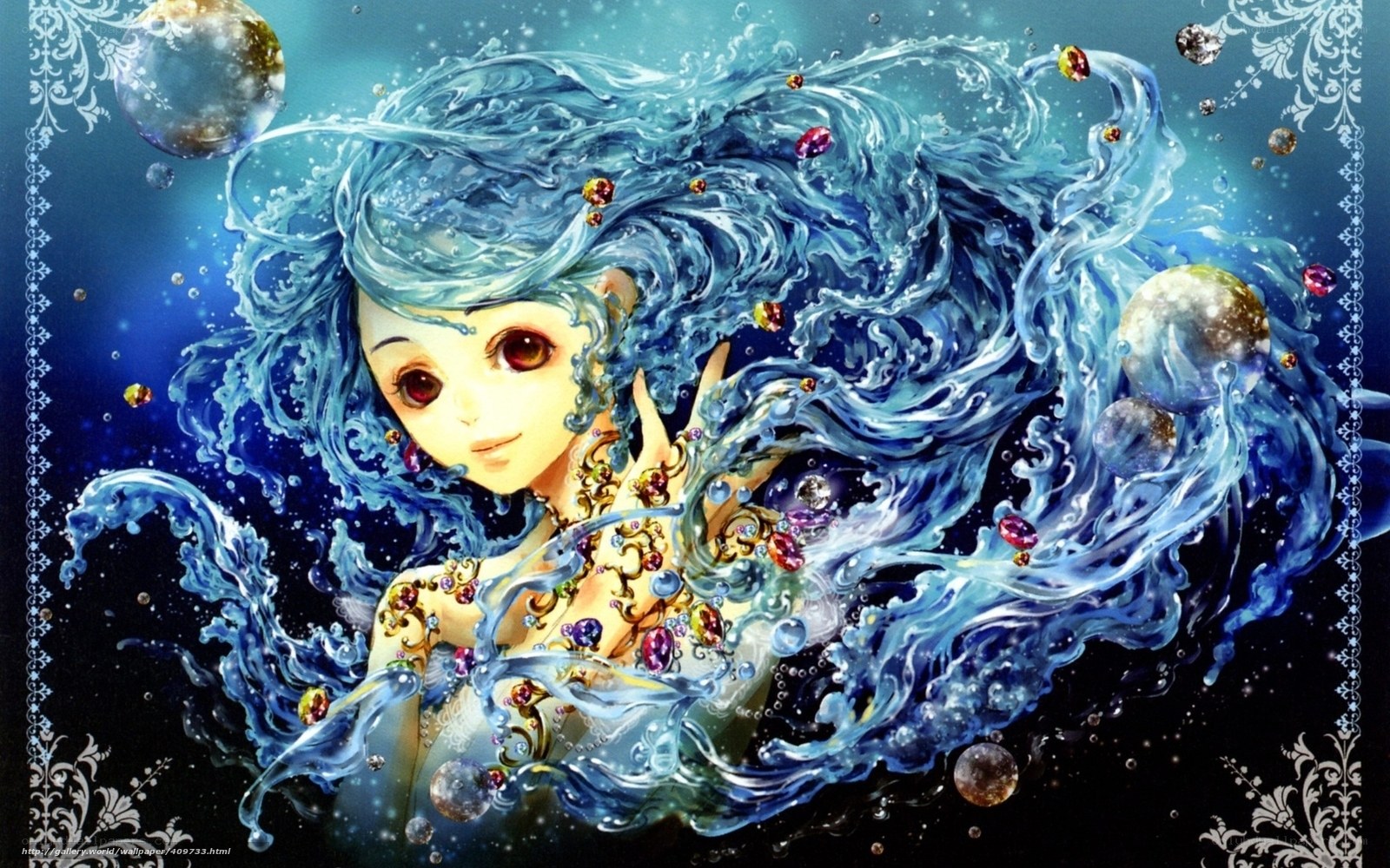 water spirit with gemstones