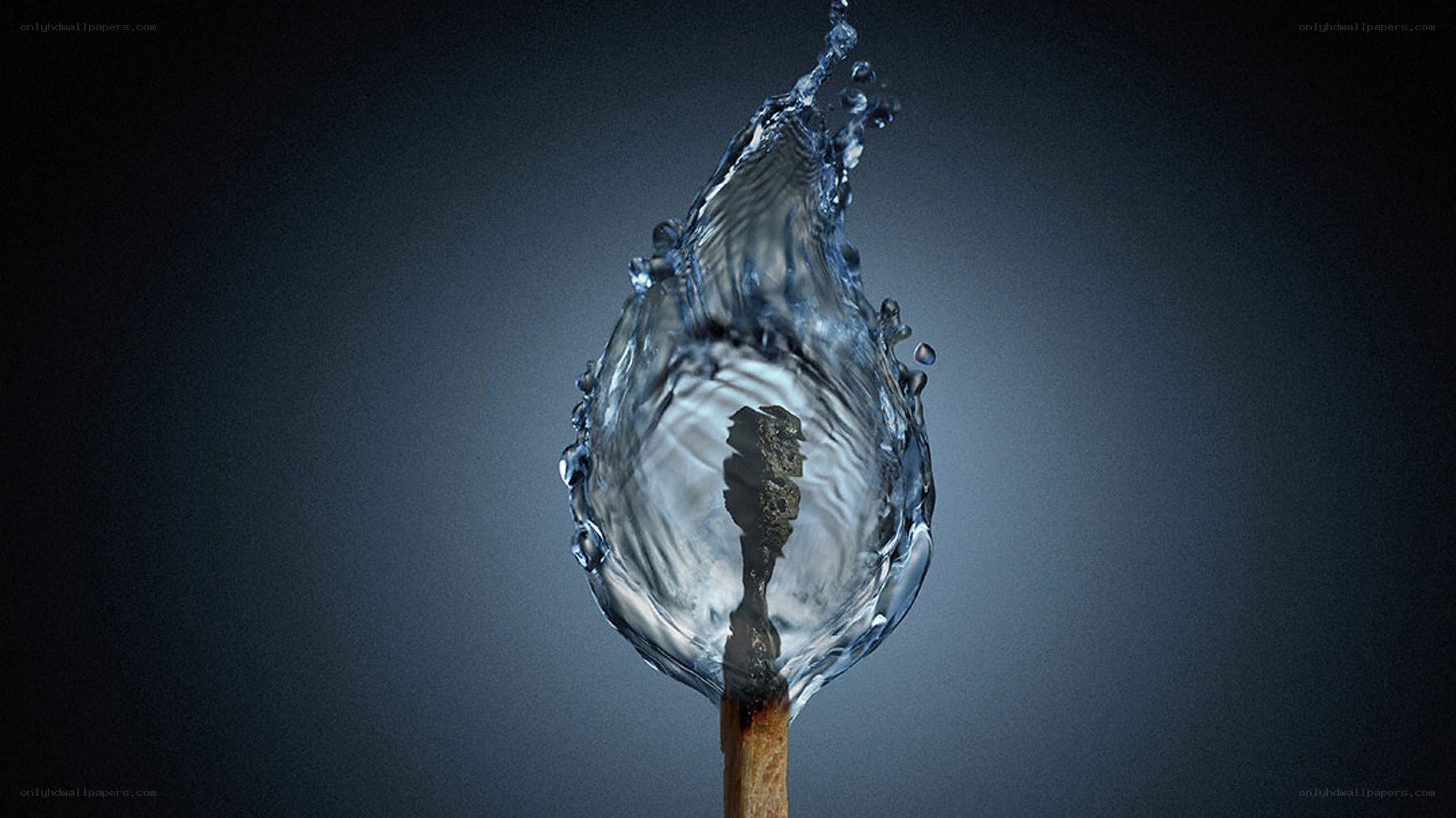 Water splash around a match