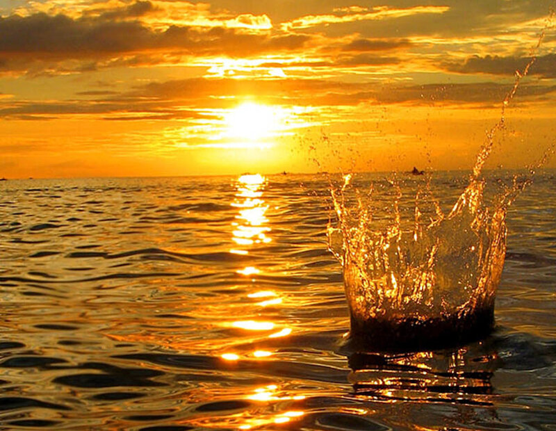 Water Splash at Sunset — Orange
