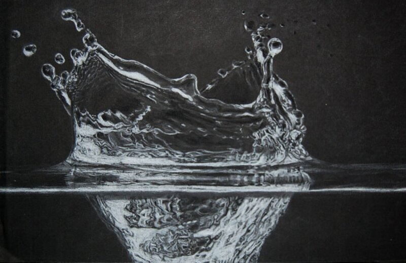 Water Splash Crown — Black, Dramatic, Photograph, Bubbles