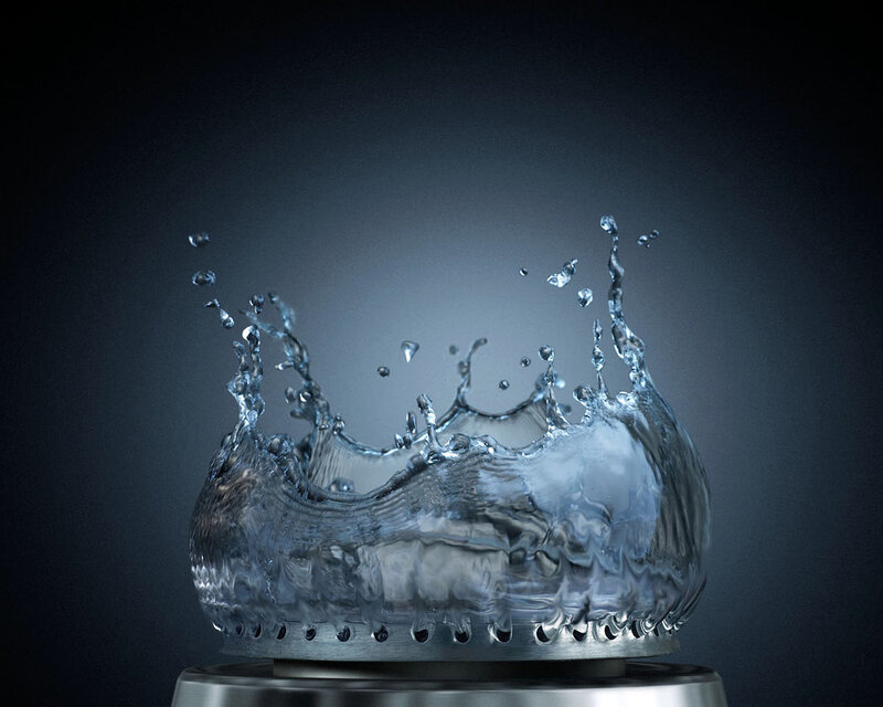 Water Splash Crown — Blue, Dramatic, Photograph