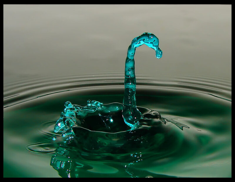 Water splash forming a swan