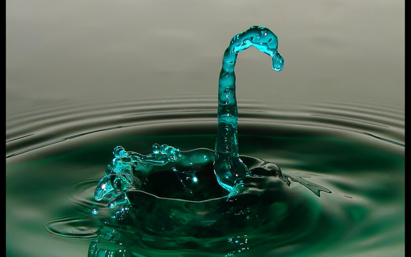 Water splash forming a swan