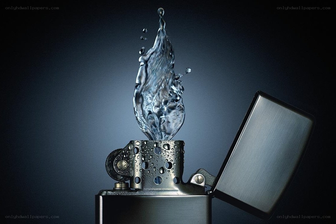 Water splash from a lighter