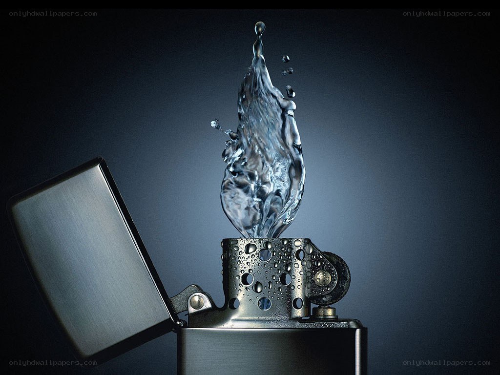 Water splash from a lighter
