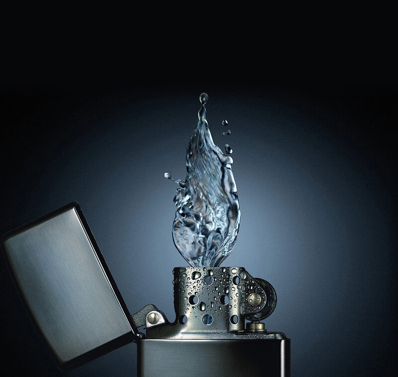 Water splash from a lighter