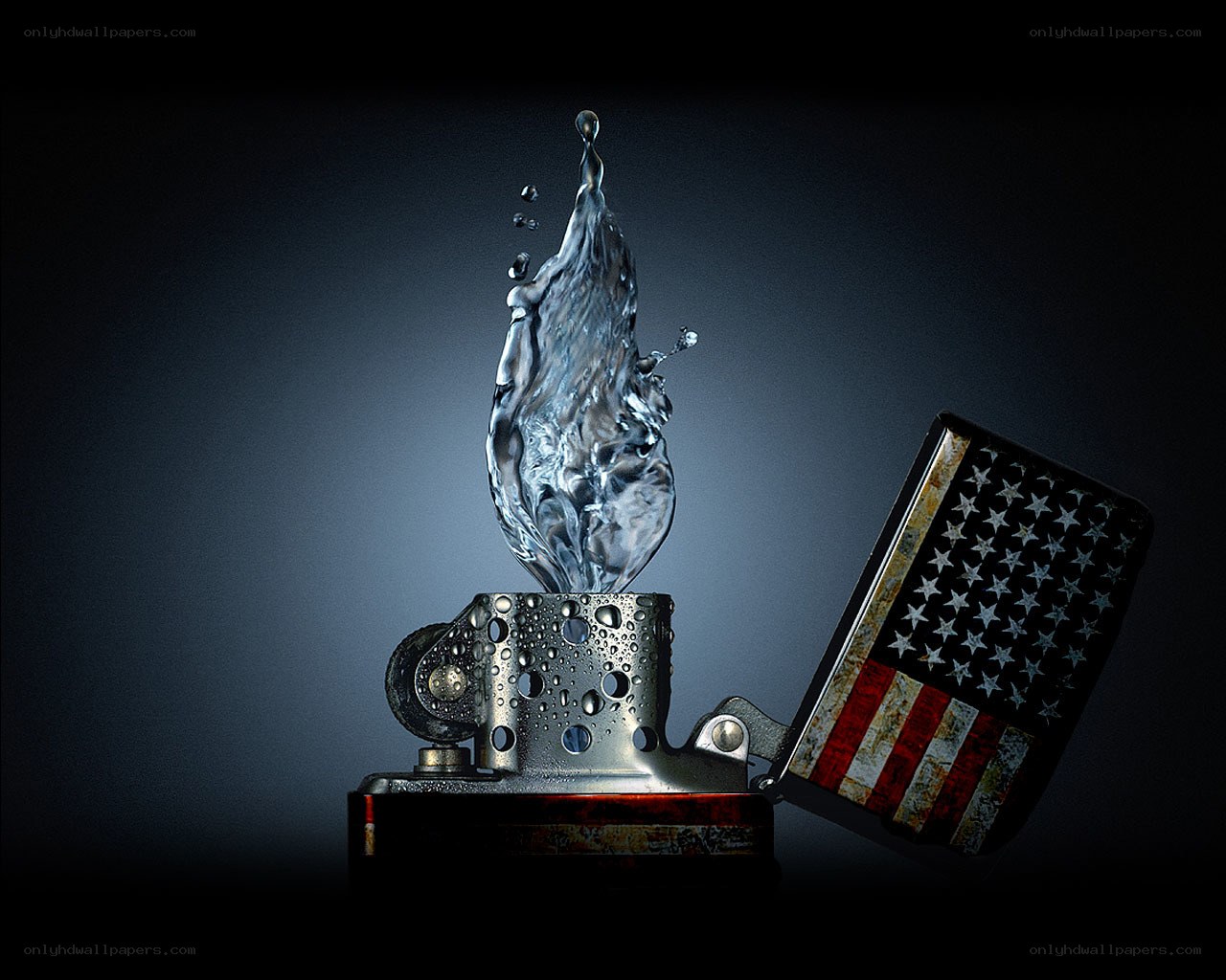 Water splash from a lighter