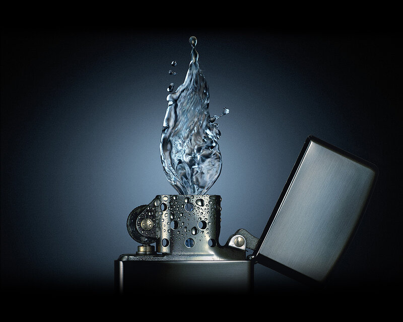 Water splash from a lighter