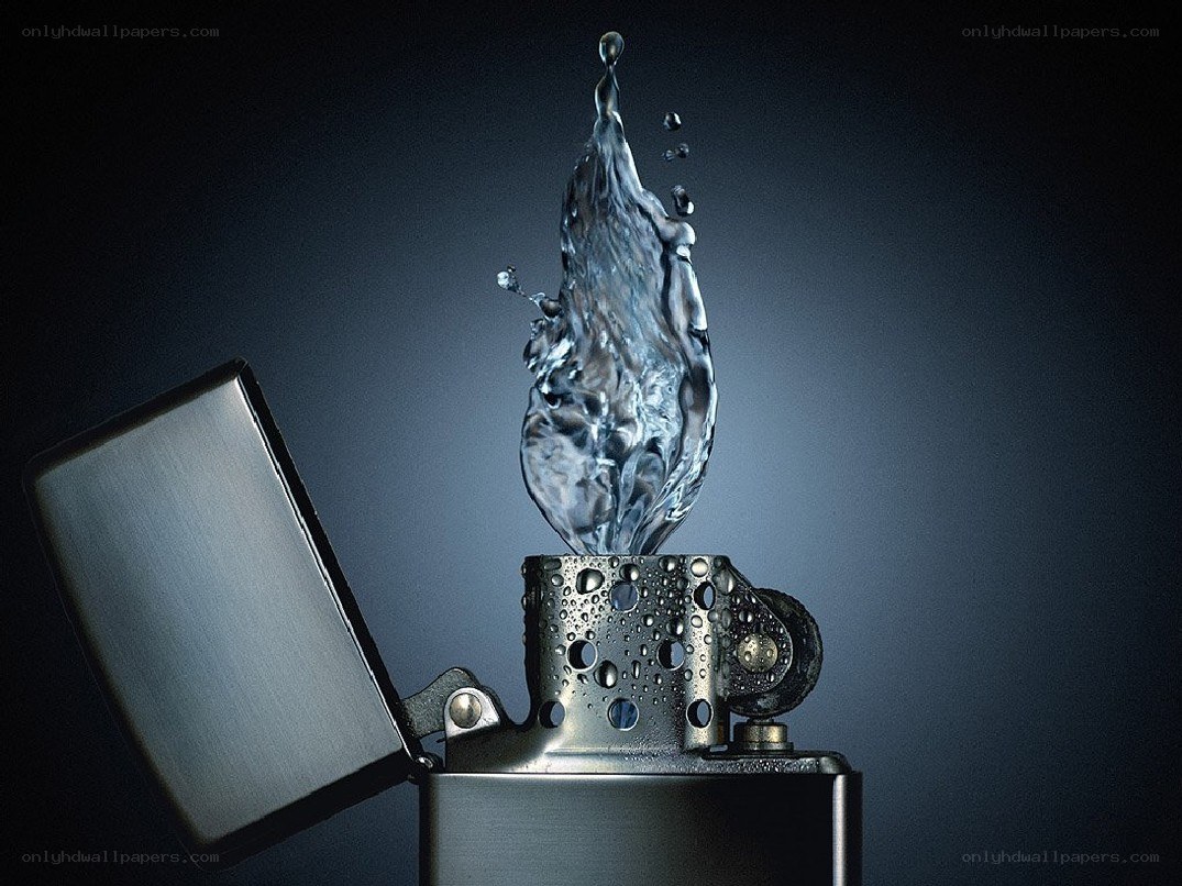 Water splash from a lighter