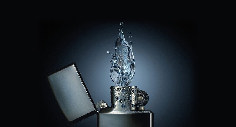 Water splash from a lighter
