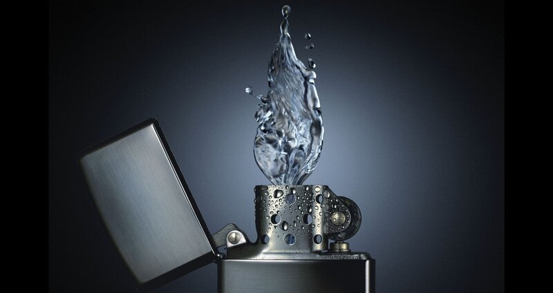 Water splash from a lighter