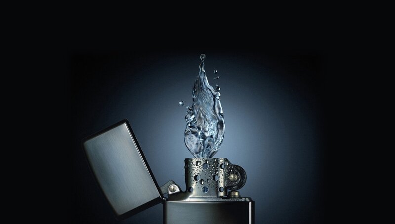 Water splash from a lighter