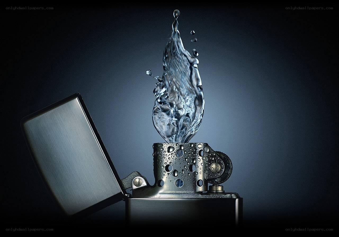 Water splash from a lighter