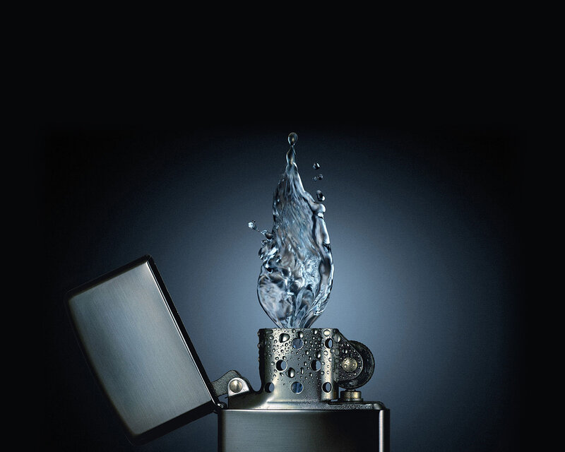 Water splash from a lighter