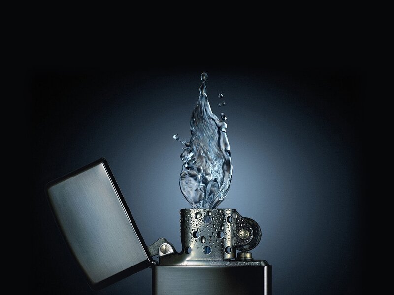 Water splash from a lighter