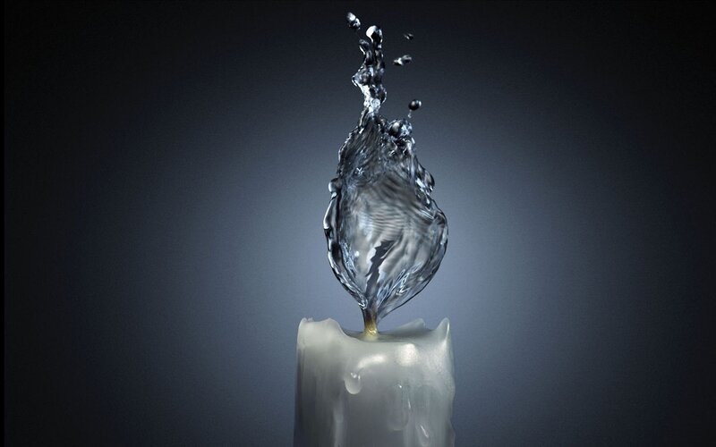 Water splash from candle