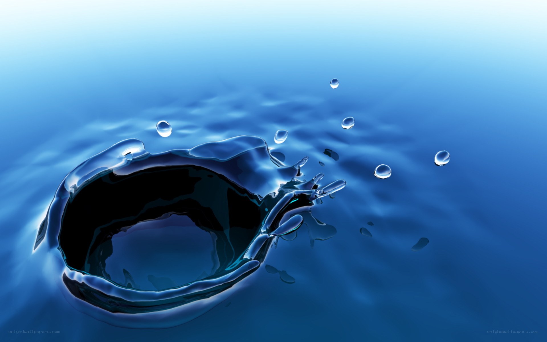 Water splash in blue