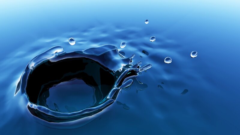 Water splash in blue