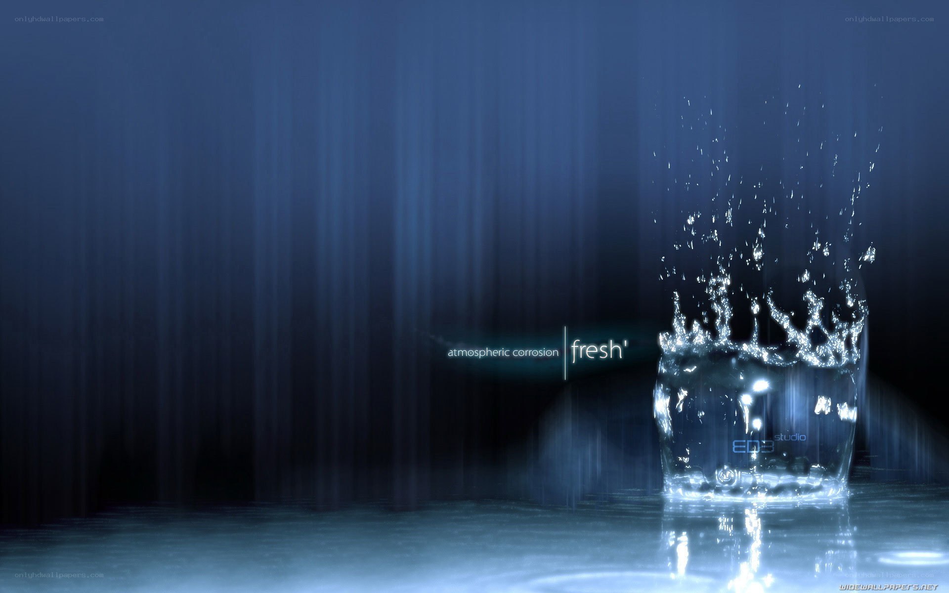 Water splash in blue light