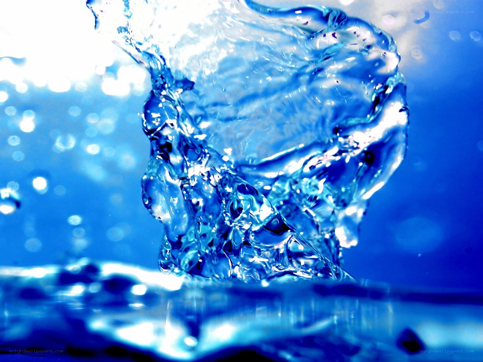 Water splash in blue light