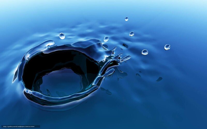 Water Splash in Blue Liquid — Calm, Digital Art, Droplets