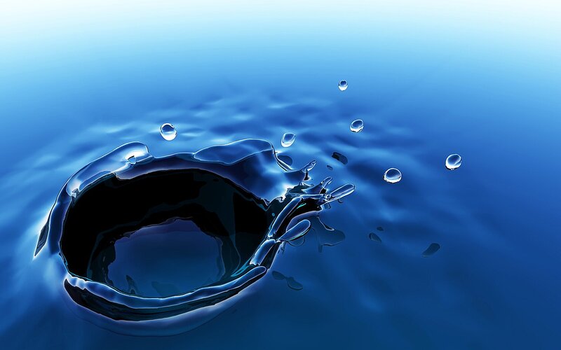 Water Splash in Blue Liquid — Calm, Digital Art
