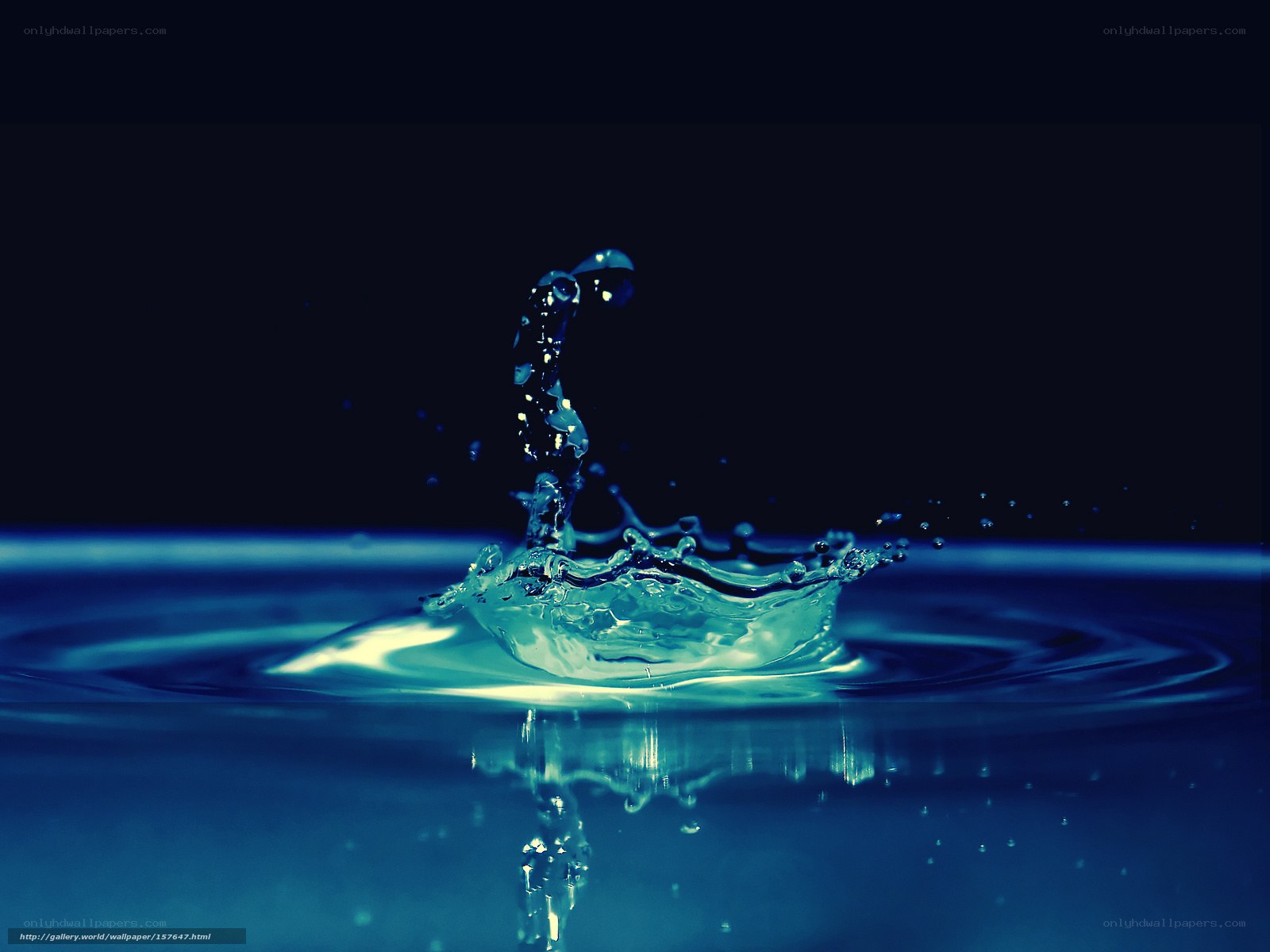 Water splash in dark blue