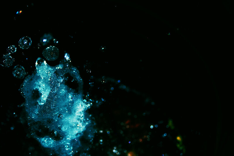 Water splash in dark